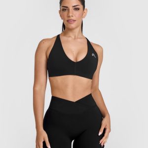 Unified Micro Bralette White Logo Black