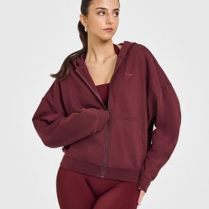 Mid Weight Zip Through Hoodie Rosewood