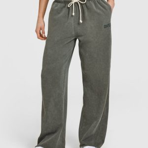 Raw Lounge Wide Leg Joggers Washed Dark Khaki