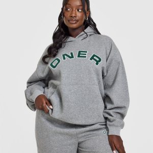 Foundations Oversized Graphic Hoodie Charcoal Marl