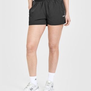 Oversized Piped Woven Track Shorts Soft Black