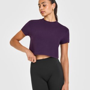 Cotton Relaxed T-Shirt Blackberry Purple