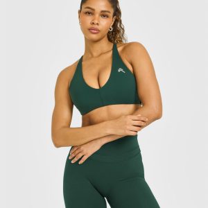 Unified Micro Bralette White Logo Racing Green